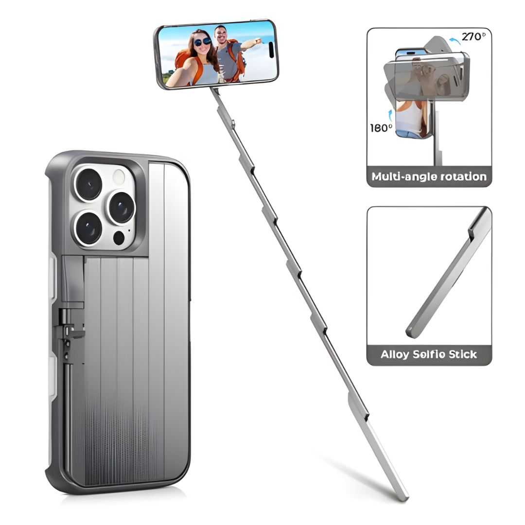 Retractable Selfie Stick Case – Bluetooth & Rechargeable