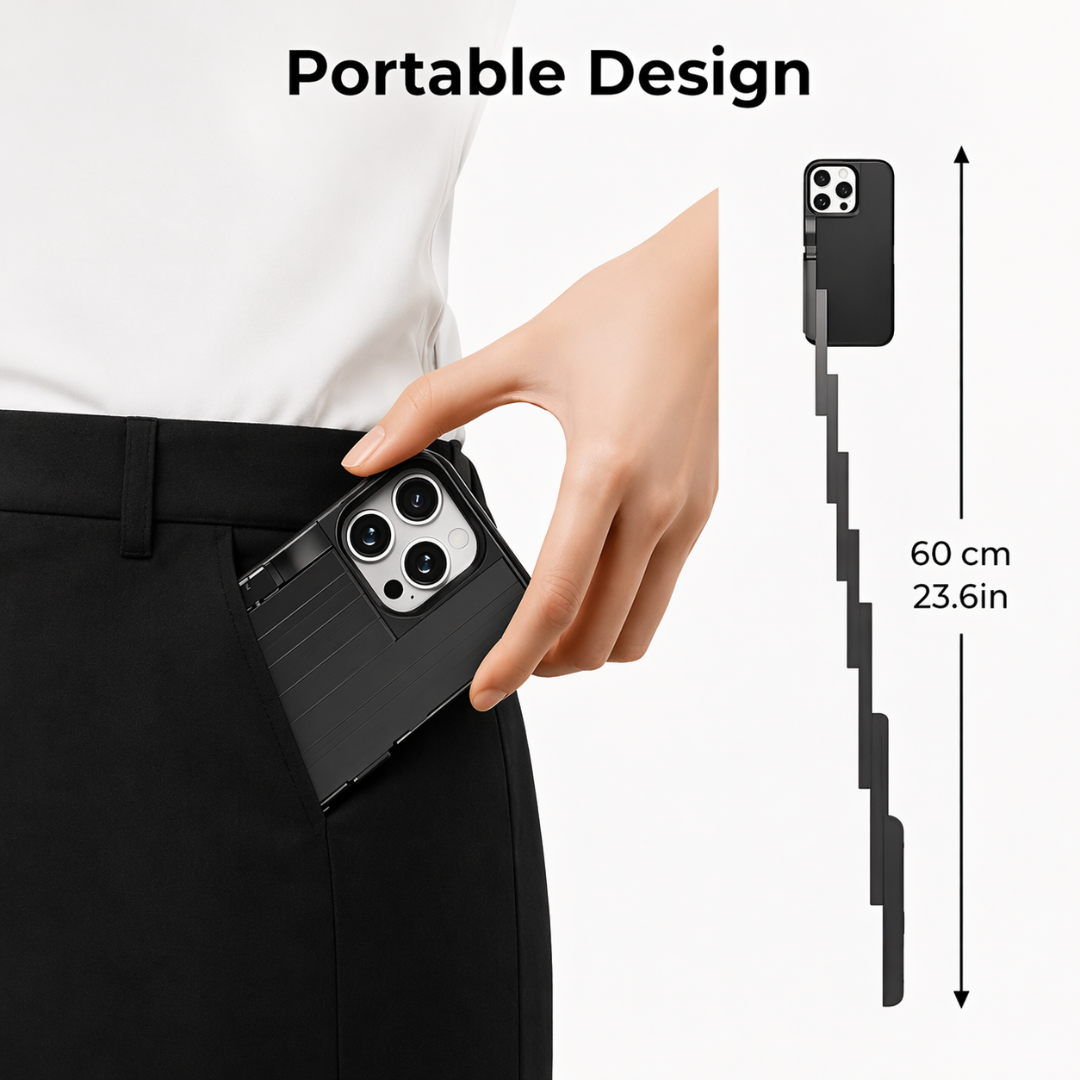 Retractable Selfie Stick Case – Bluetooth & Rechargeable