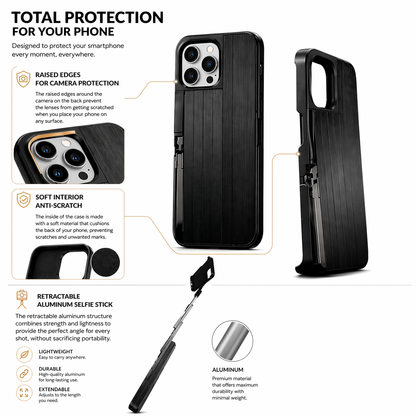 Retractable Selfie Stick Case – Bluetooth & Rechargeable
